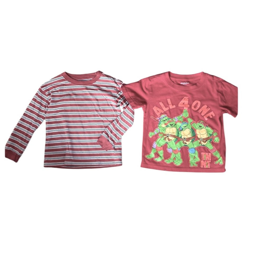 Carter’s Red Striped Tee And Ninja Turtles Graphic Tee Bundle
